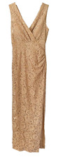 EVA Women's Long Gown Formal Cocktail Wedding Gold Sequin Medium