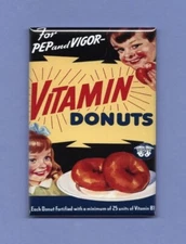 VITAMIN DONUTS *2X3 FRIDGE MAGNET* VINTAGE ADVERTISEMENT FOR PEP AND VIGOR B1