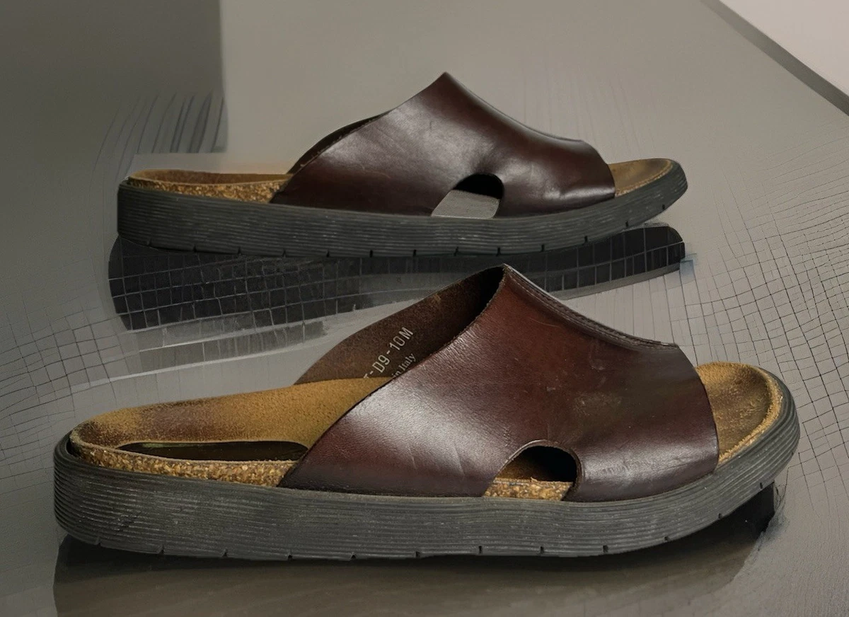 Donald J Pliner KIPP Brown Leather Strap & Buckle Slide In Sandals Men\'s 8M EUC donald pliner mens sandals products for sale | eBay main image 3