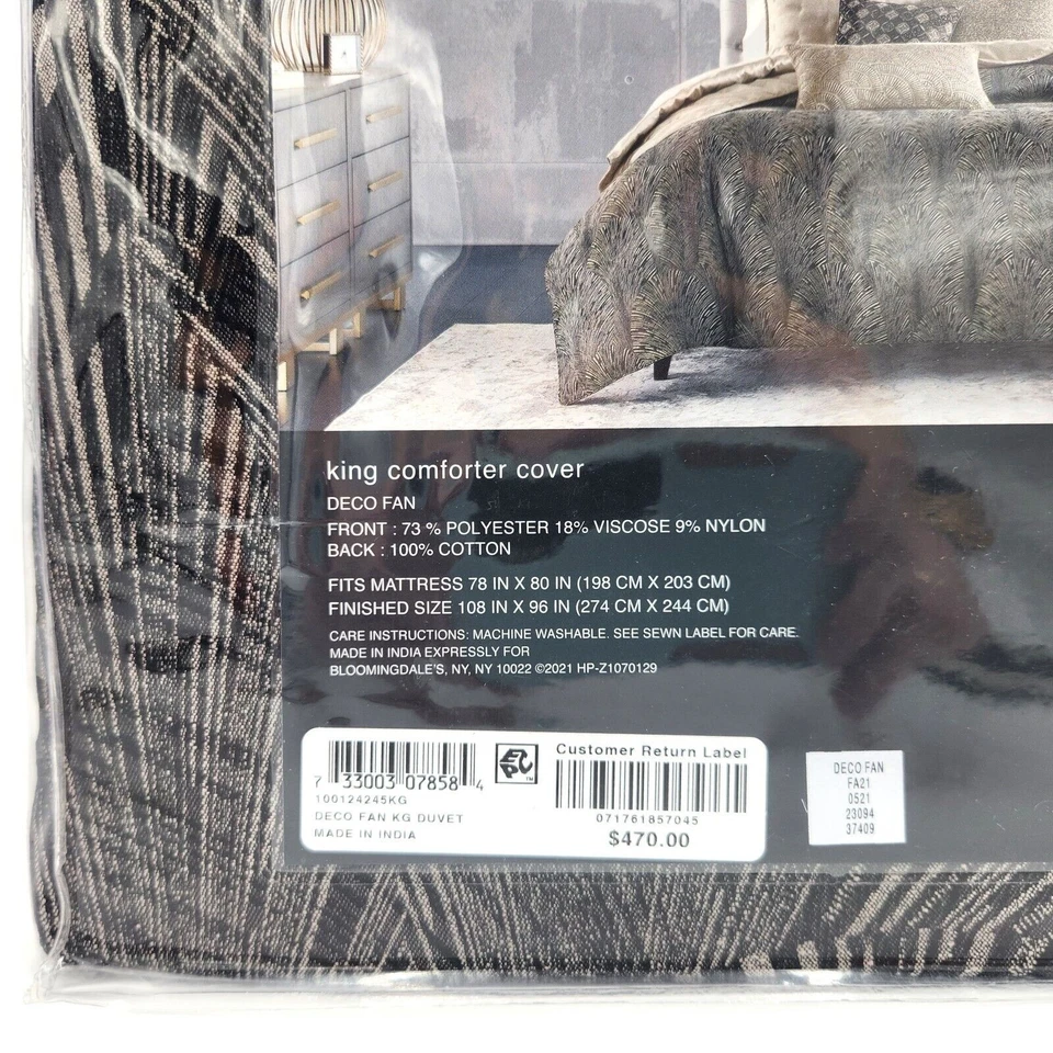 Capa de edredom Hudson Park marrom mistura de algodão luxo Deco ventilador conforto tamanho King - Imagem 4 de 4