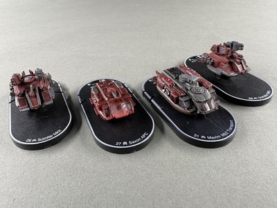 Lot Of 4 WizKids Mechwarrior pieces: 2x Scimitar MKII, Saxon APC & Maxim MK2