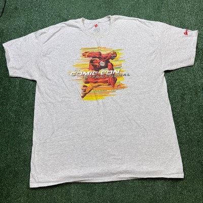 The Flash Graphitti Hanes T Shirt Men's Size 2XL Gray Short Sleeve DC Comics