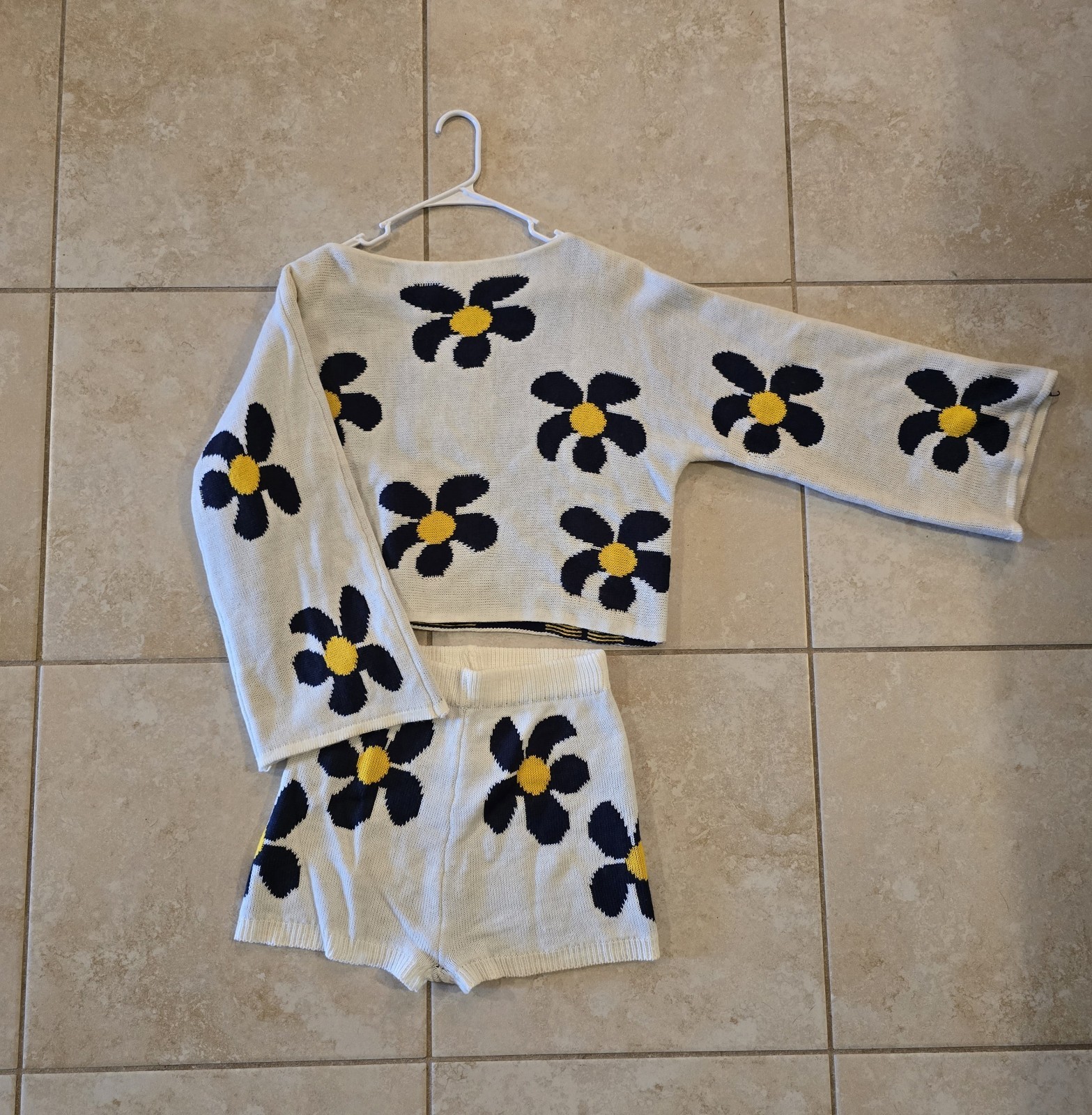 Bohemian Boho Flower Matching Set Women Size Small Hippie Cute Set