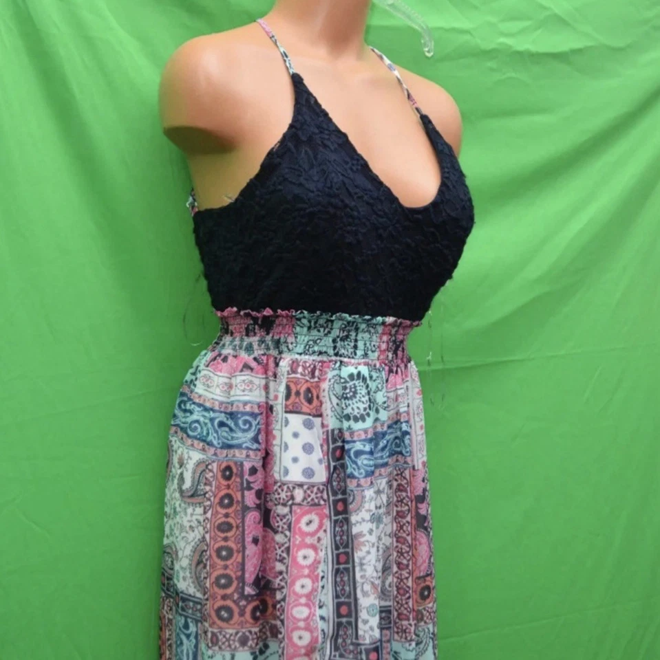 Maxi Vestido Trixxi Nuevo sin Etiquetas Talla Pequeña Patrón Mixto Espalda Abierta Vestido Foto 4 de 4