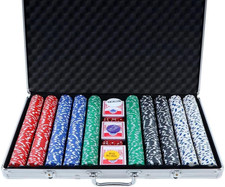 1000Pcs Poker Chips Set, Casino Betting Chip Case Party Carry Bag Dice Sets Play