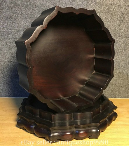 11.6" Old Chinese Rosewood Inlaid Shell Flower Bird Tree Pattern Jewelry Box - Bild 8 von 9