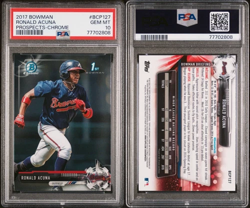 Ronald Acuna Jr 2017 Bowman Chrome Prospects 1st Bowman #BCP127 PSA 10 ROOKIE