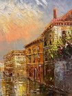 Oil Painting 20x24” Colorful floral Venice, Italy, gondolas in water — photo 6