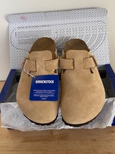 Birkenstock Boston Bs Leather Suede NARROW FIT LATTE CREAM COLOR SIZE W 7 , M5