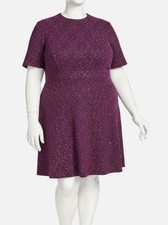 Jessica Howard Women Purple Bouclé Short-Sleeve Dress Plus Size 18W