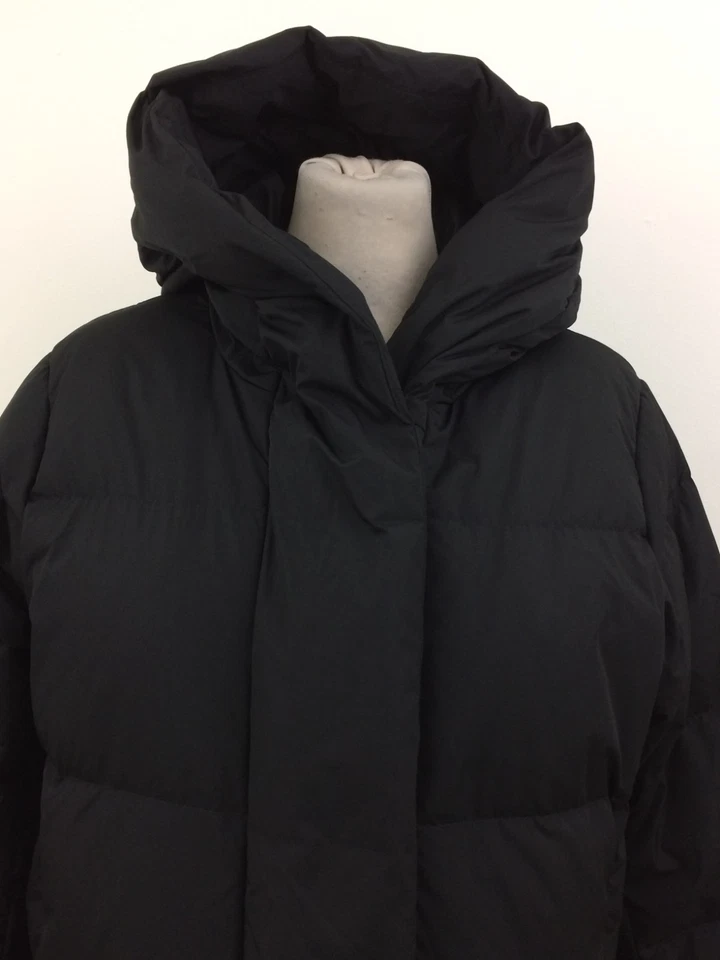 Reiss Women's Long Puffer Coat Size M Black Down Hooded Quilted Zip Lined New F1 - Image 2 of 4