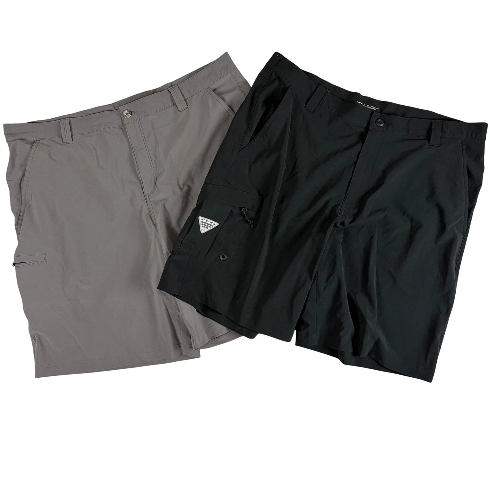 Lot of 2 Columbia PFG Omni-Shield Mens Fishing Shorts Bundle 40W 10L Black Grey