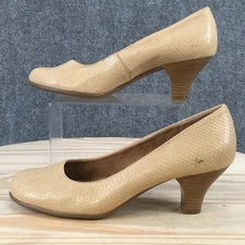 Aerosoles Shoes Womens 9 M Wise Guy Pumps Beige Faux Leather Casual Cone Heels