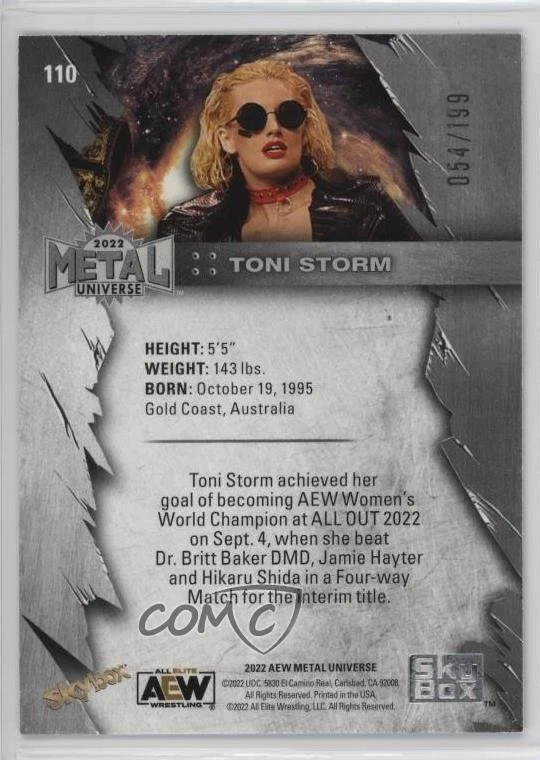 2022 Skybox Metal Universe AEW All Elite Wrestling Purple Spectrum Toni Storm - Image 2 of 2