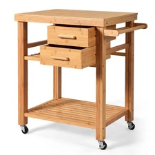 Kitchen Island with Storage, Rolling Kitchen Cart with Shelves and Drawers, M...