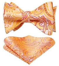 Bow Ties for Men Paisley Bowties Mens Self Tie Bow One Size 03-yellow/Orange