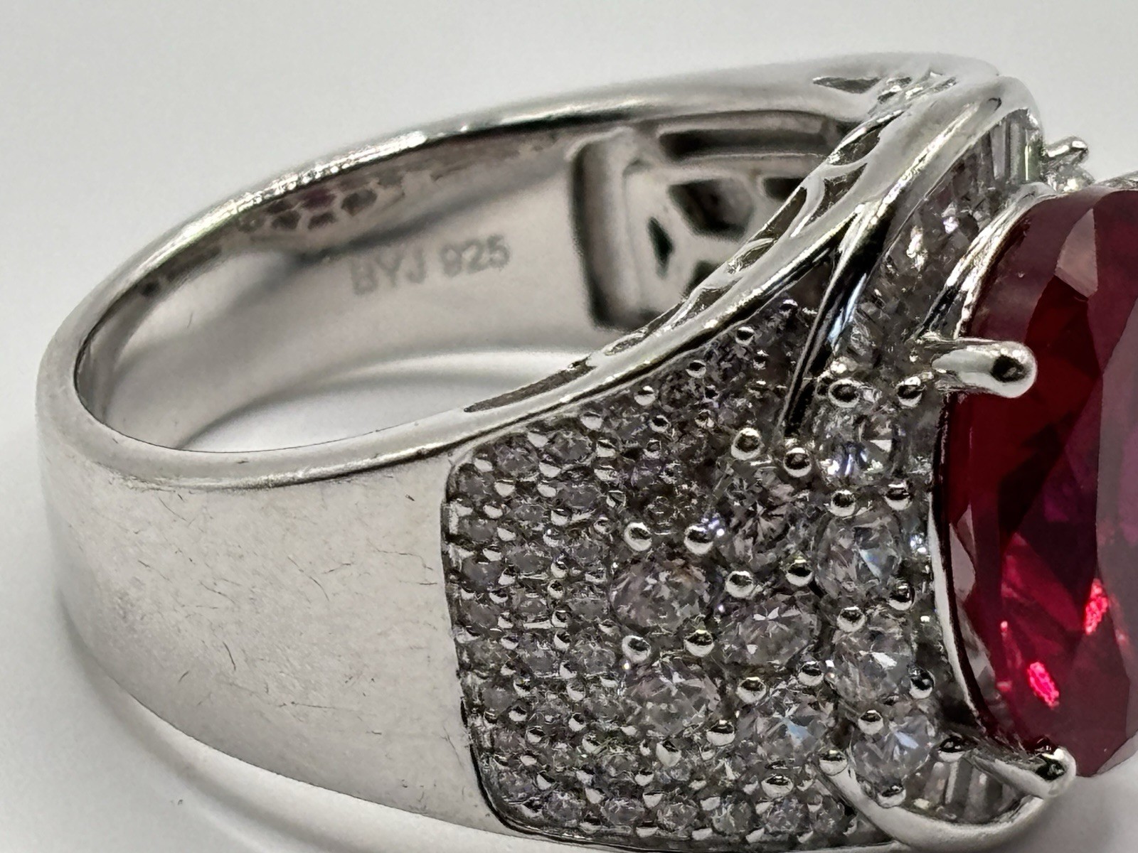 Designer BYJ Large Simulated  Ruby and Diamonds S… - image 10