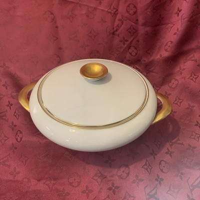 KPM Krister Porcelain Germany 202 Gold Rim, Covered Serving Bowl Dish Vegetables