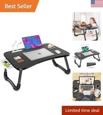 Lightweight Foldable Laptop Bed Desk with USB  Cup Holder for Home Use