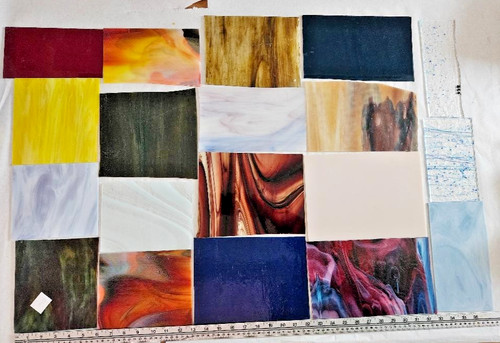 9 lb. 11 oz / Assorted Multicolor Stained-Glass Large Scraps/Sheets