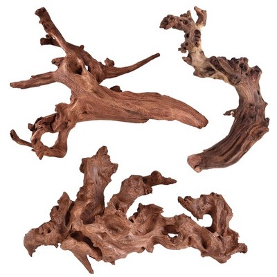 majoywoo Natural Coral Mopani Driftwood 6 to 10 Inch (Pack of 3), Brown