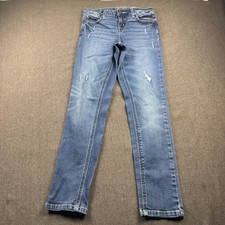 Justice Girls Super Skinny Jeans Mid Rise Medium Wash Distressed Denim Size 10
