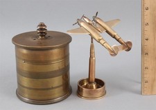 2 Antique WWII Trench Art Lockheed P-38 Fighter Airplane & Jar Box, NO RESERVE