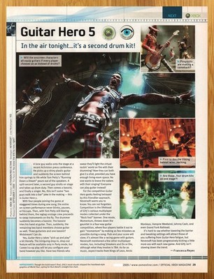 2009 Guitar Hero 5 Xbox 360 PS3 PREVIEW Print Ad/Poster Authentic Video Game Art