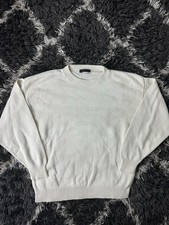 Vintage Andrew Rohan BSA Sweater Large Cream Knit Made in USA Crewneck Pullover