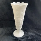Vintage Westmoreland White Milk Glass Vase 8”T  3 1/2”D Grapes And Vines
