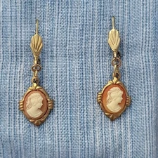 Victorian Style CAMEO EARRINGS made w/ Vintage NOS New Old Stock Jewelry Parts