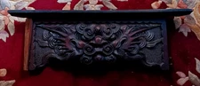 Ornate Antique Pediment Hand Carved With Gargoyle Dragon Face Transom Panel 26"