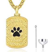 Pet Cremation Urn Necklace 22mm 925 Sterling Silver Paw Print - Memorial