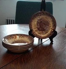 Set of 5 Vintage Royal Stafford Turkey Soup Cereal/Bowls 7”