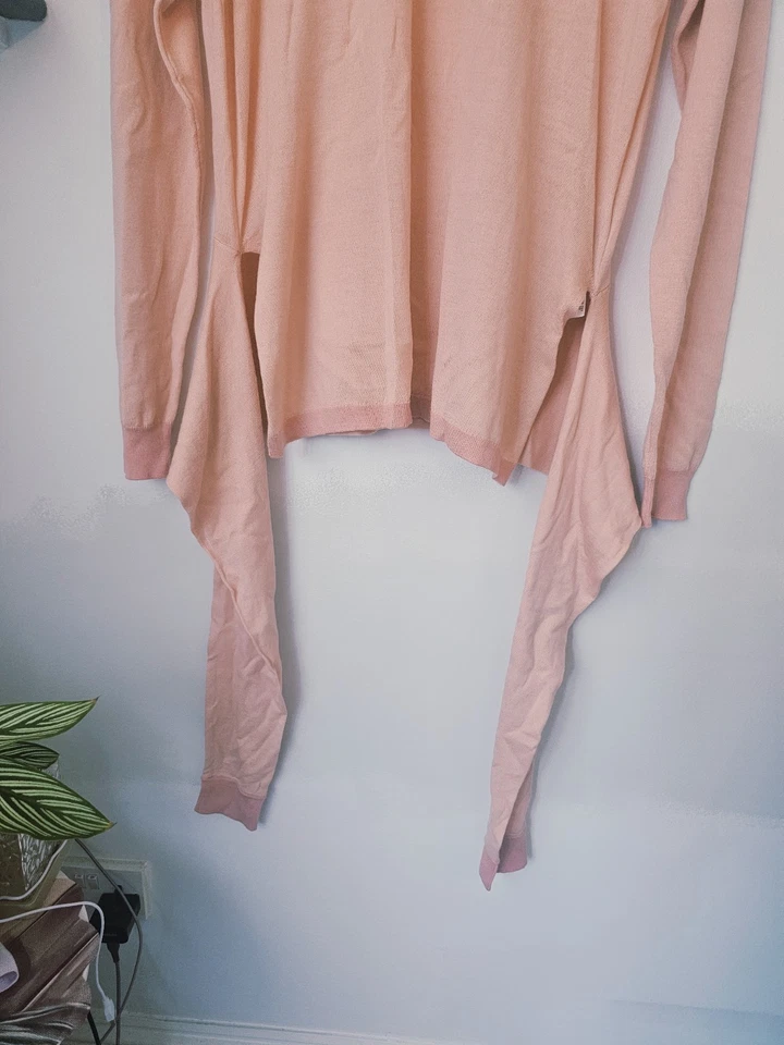 Maje 100% Wool Tie Waist Pink Jumper Size S Long Sleeve Belted Knit (RRP £195) - Image 4 of 4