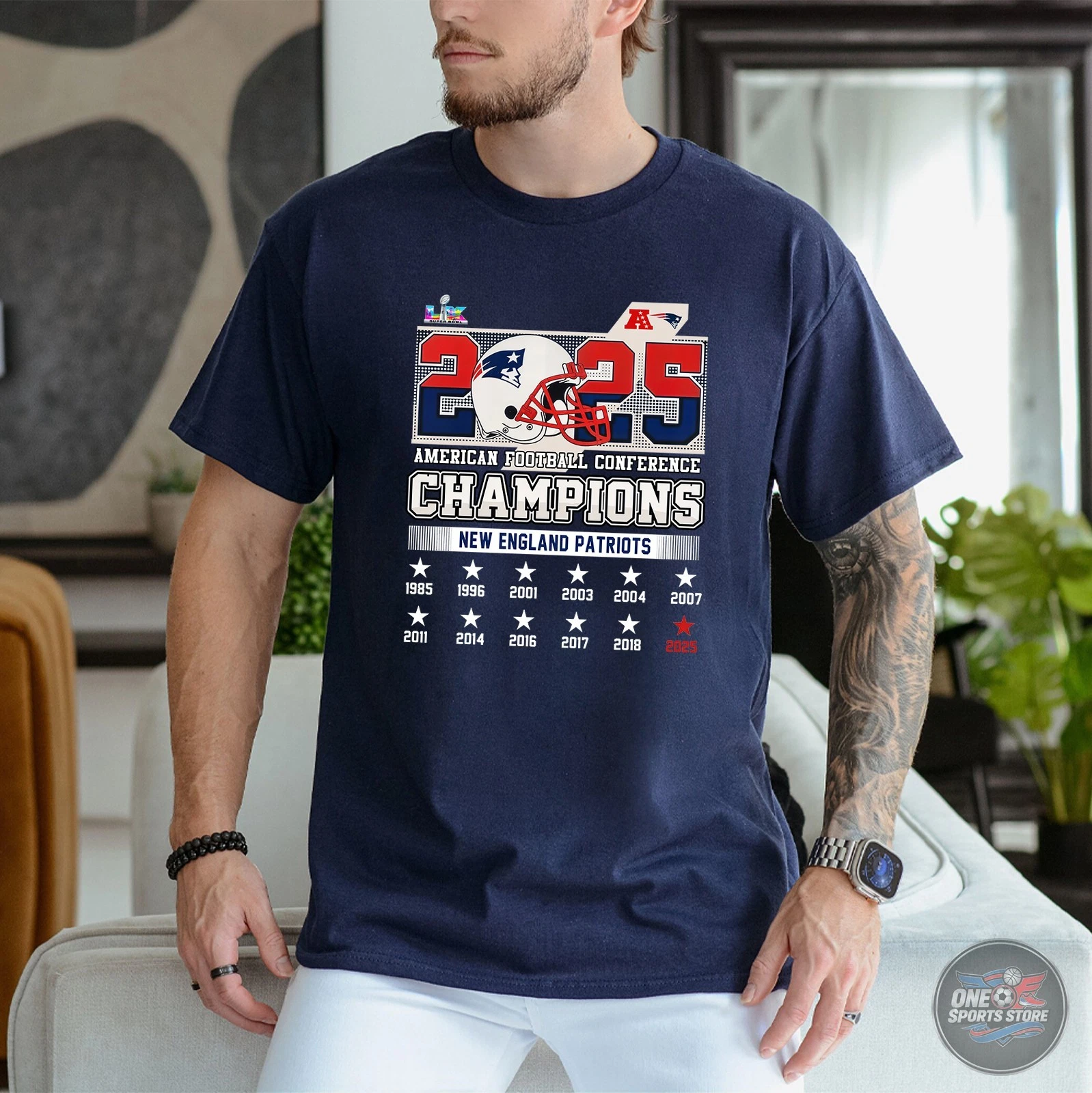 New England Patriots 2025 AFC Champions 12x TShirt
