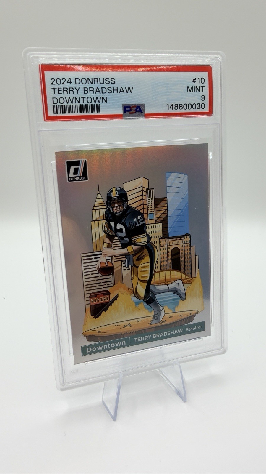 2024 Panini Donruss Downtown! Terry Bradshaw #10 - PSA 9 Steelers