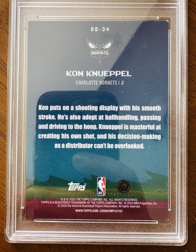 2025-26 Topps 8-Bit Ballers #8B-34 Kon Knueppel Rookie Card GRADED 9 SLAB Hornet - Picture 4 of 5