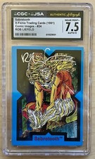 CGC JSA AA 7.5 X-Force 1991 Marvel # 24 SABRETOOTH Trading Card ROB LIEFELD Sign