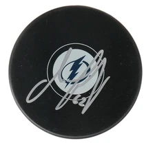 JACK FINLEY TAMPA BAY LIGHTNING NHL SIGNED AUTOGRAPHED LOGO PUCK WITH COA