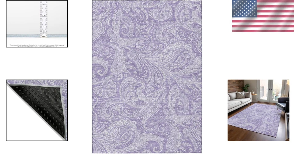 Lavender 3' x 5' Machine Washable Area Rug - Non-Slip Indoor & Outdoor Style - Image 2 of 4