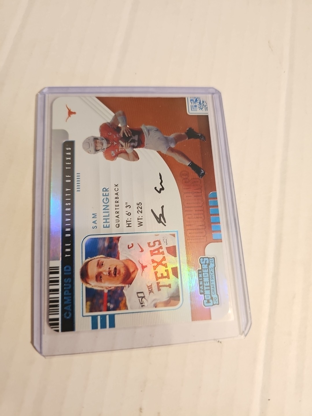 SAM EHLINGER RC 2021 PANINI CONTENDERS DRAFT CAMPUS ID CASE HIT ROOKIE TEXAS SSP