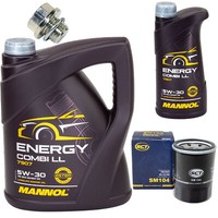 MotoröL Set 5W-30 6 Liter + ÖLfilter SM 104 + Schraube FüR Mitsubishi ASX Lancer