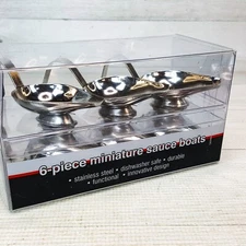 Miniature Stainless Steel 6pc Sauce Gravy Boats for Individual Place Setting NEW