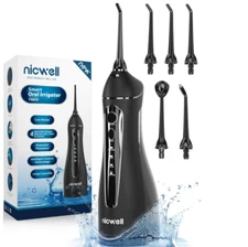 Nicwell Cordless Water Dental Flosser, 4 Modes, Rechargeable, IPX7 Waterproof