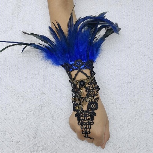Women's Gothic Feather Long Gloves   Mesh Elbow Gloves Lady Witch   Cuffs - Bild 15 von 43