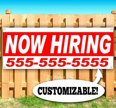 #ad NOW HIRING W PHONE NUMBER Advertising Vinyl Banner Flag Sign Many Sizes USA $19.26