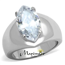 3.44 Marquise Solitaire Cubic Zirconia Stainless Steel Engagement Ring 5-10