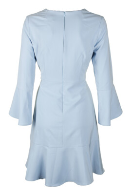 Jax Light Blue Bell-Sleeve Lace-Up Flounce-Hem Fit & Flare Dress 14 | eBay