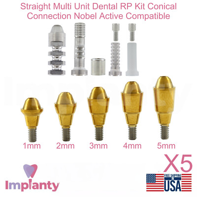 5x Straight Multi Unit Dental RP Kit Conical Connection Nobel Active Compatible